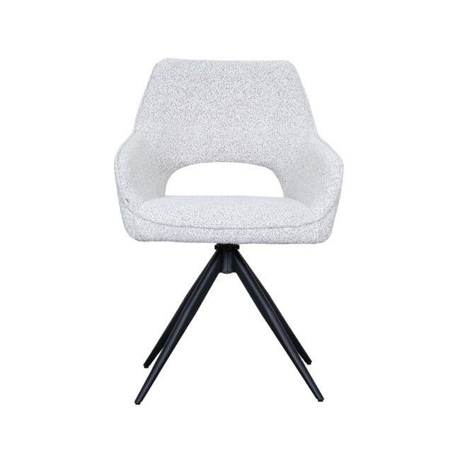 Label51 LABEL51 Eetkamerstoel Finley - Wit - Boucle - Black Frame