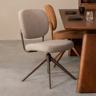 Label51 LABEL51 Eetkamerstoel Geneva - Truffel grijs - Boucle - Bronze Frame