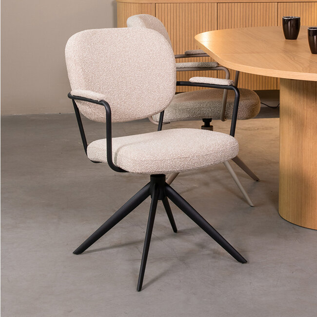 Label51 LABEL51 Eetkamerstoel Basel - Naturel - Boucle - Black Frame