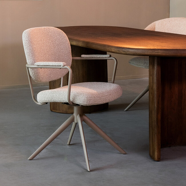 Label51 LABEL51 Eetkamerstoel Basel - Naturel - Boucle - Taupe Frame