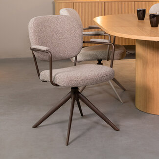 Label51 LABEL51 Eetkamerstoel Basel - Truffel grijs - Boucle - Bronze Frame