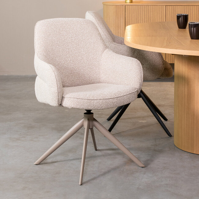 Label51 LABEL51 Eetkamerstoel Bern - Naturel - Boucle - Taupe Frame