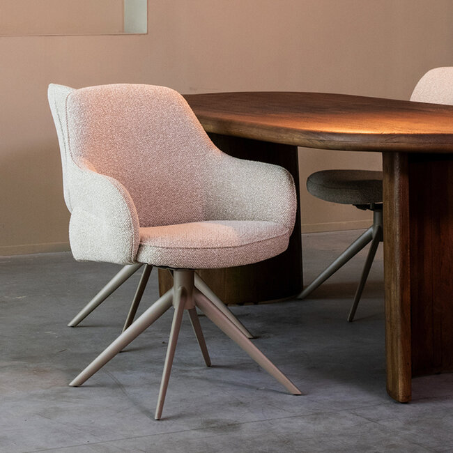 Label51 LABEL51 Eetkamerstoel Bern - Naturel - Boucle - Taupe Frame