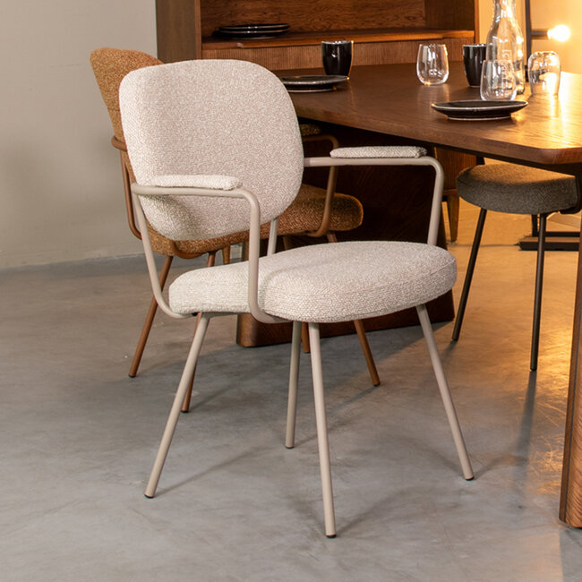 Label51 LABEL51 Eetkamerstoel Lausanne - Naturel - Boucle - Taupe Frame