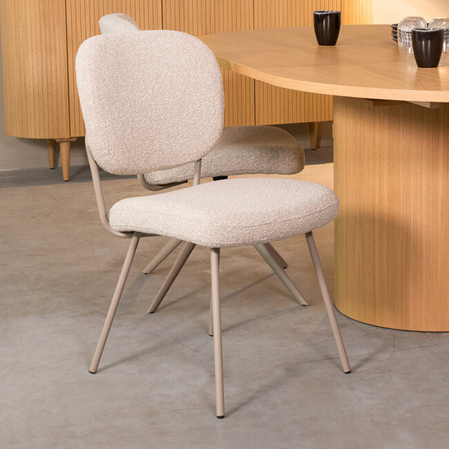 Label51 LABEL51 Eetkamerstoel Singapore - Naturel - Boucle - Taupe Frame
