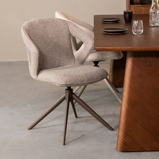 Label51 LABEL51 Eetkamerstoel Zurich - Truffel grijs - Boucle - Bronze Frame