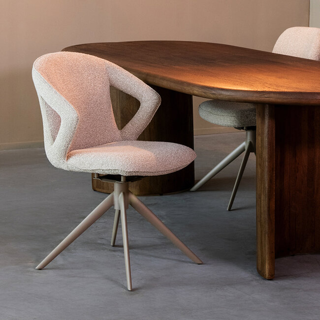 Label51 LABEL51 Eetkamerstoel Zurich - Naturel - Boucle - Taupe Frame