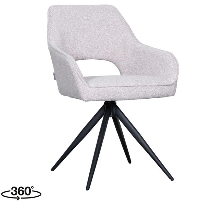 Label51 LABEL51 Eetkamerstoel Finley - Naturel - Boucle - Black Frame