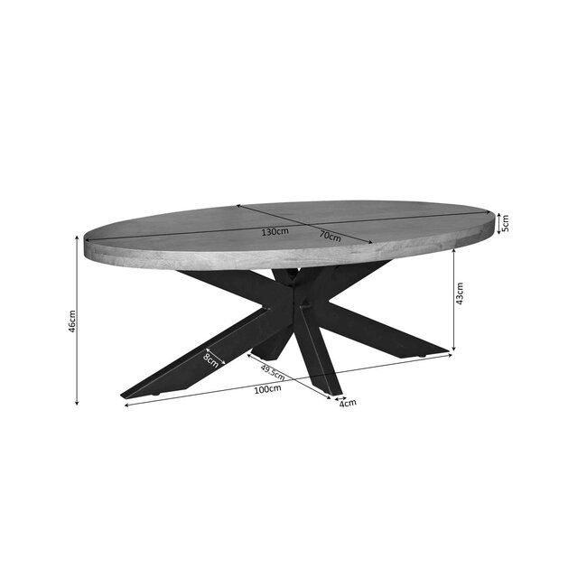 Starfurn Salontafel Denver | 130 cm | Ovaal