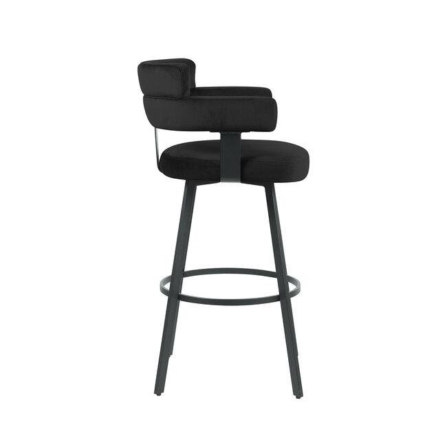 Label51 LABEL51 Barkruk Bardio - Zwart - Fluweel - Zithoogte 75