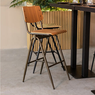 Label51 LABEL51 Barkruk Solid - Walnoot - Hout - Zithoogte 86