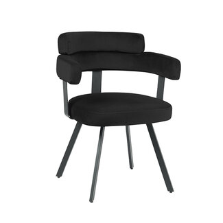 Label51 LABEL51 Eetkamerstoel Bardio - Zwart - Fluweel - Black Frame