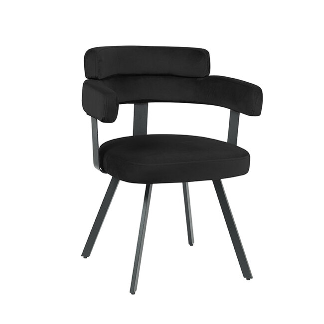 Label51 LABEL51 Eetkamerstoel Bardio - Zwart - Fluweel - Black Frame