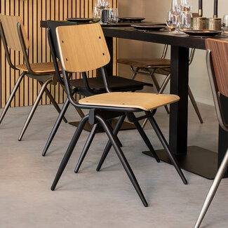Label51 LABEL51 Eetkamerstoel Solid - Naturel - Hout - Black Frame