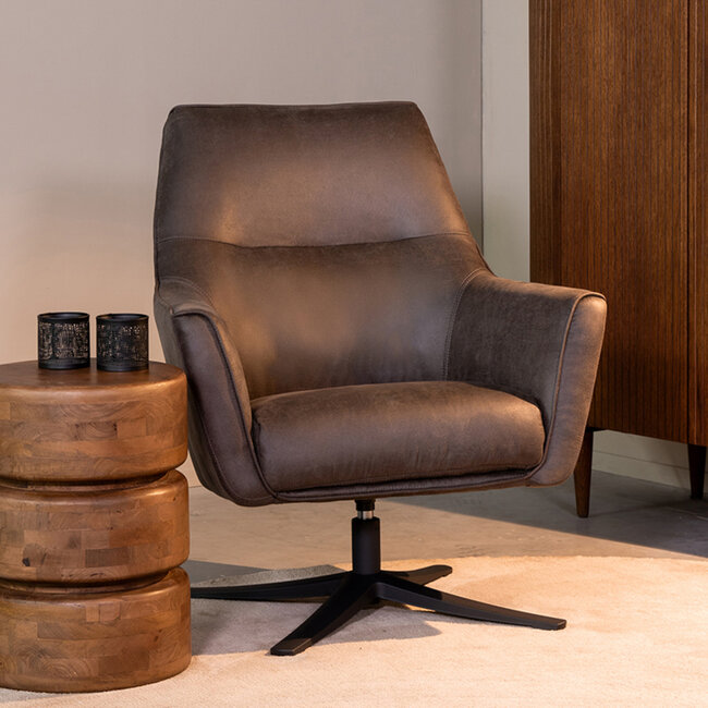 Label51 LABEL51 Fauteuil Tod - Antraciet - Micro Suede - One Size