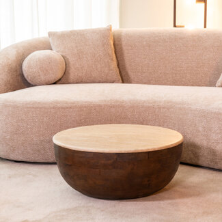 Label51 LABEL51 Salontafel Bowl - Espresso - Travertin - 70 cm - Rond
