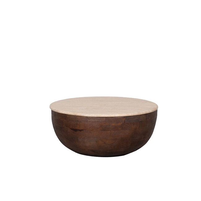 Label51 LABEL51 Salontafel Bowl - Espresso - Travertin - 70 cm - Rond