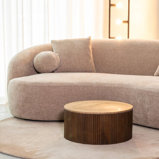 Label51 LABEL51 Salontafel Ribble - Espresso - Travertin - 50 cm - Rond