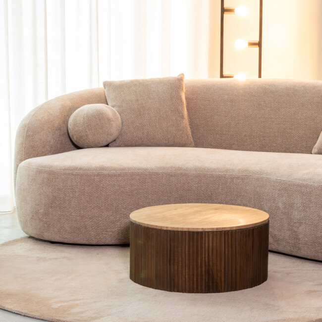 Label51 LABEL51 Salontafel Ribble - Espresso - Travertin - 50 cm - Rond