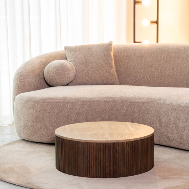 Label51 LABEL51 Salontafel Ribble - Espresso - Travertin - 70 cm - Rond