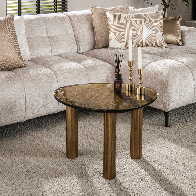 WoonStijl Salontafel L Eclipse goud antiek finish