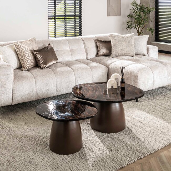 WoonStijl Salontafel set van 2 Eclipse brons antiek finish
