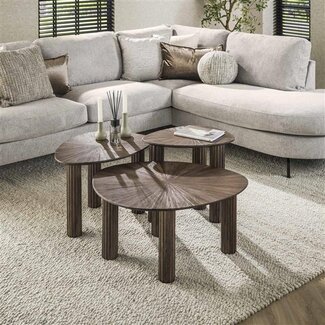 WoonStijl Salontafel set van 3 driehoekig Maya teak