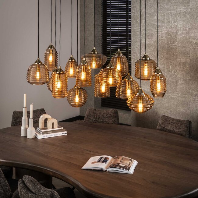 WoonStijl Hanglamp 5+5+5 rib glass