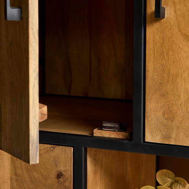 Starfurn Vakkenkast Denver | Mangohout en staal | 90 cm