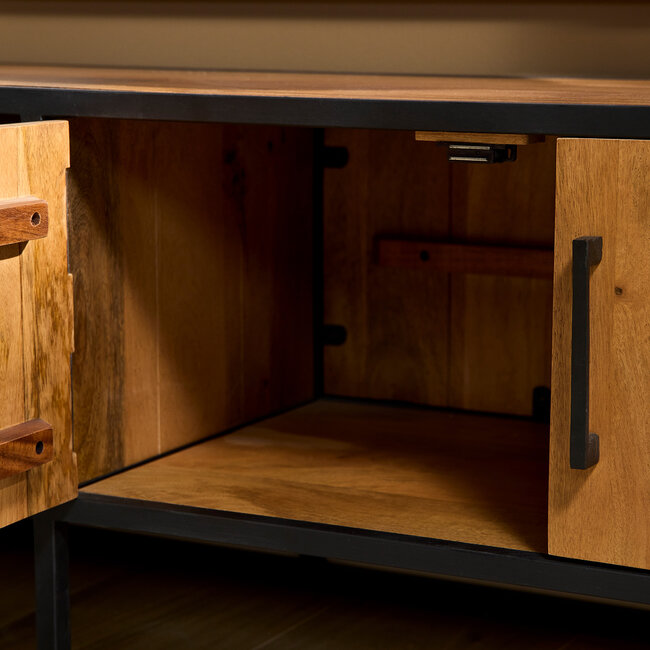 Starfurn Tv meubel Denver | Mangohout en staal | 240 cm