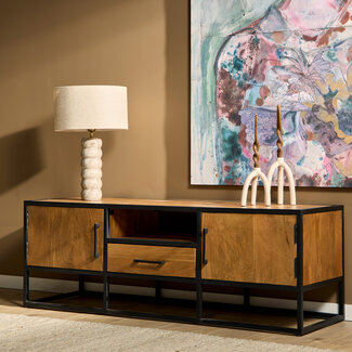 Starfurn Tv meubel Denver | Mangohout en staal | 145 cm