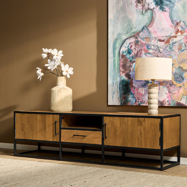 Starfurn Tv meubel Denver | Mangohout en staal | 180 cm