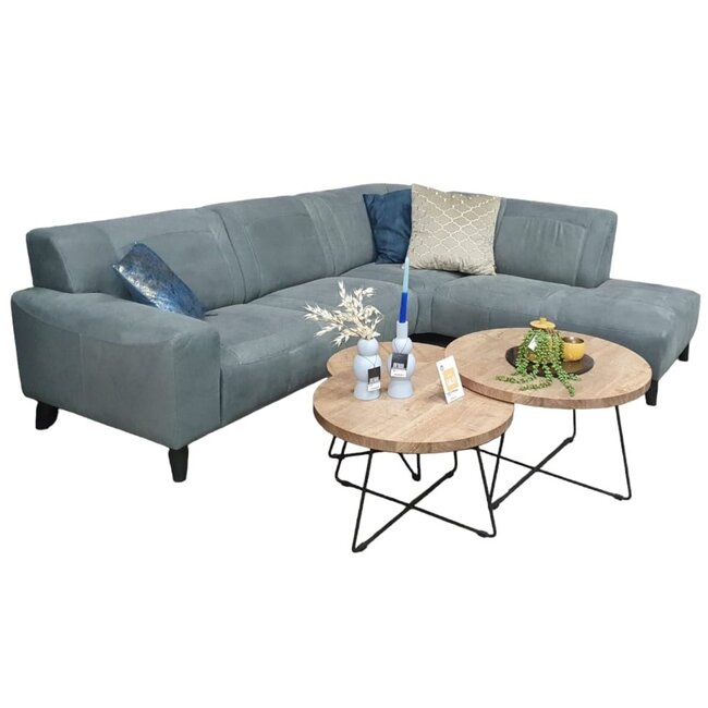 WoonMax Hoekbank Nashville A2  - 3 zits arm rechts - ottomane links - Cuba Thyme - Contrast stiksel  showroommodel