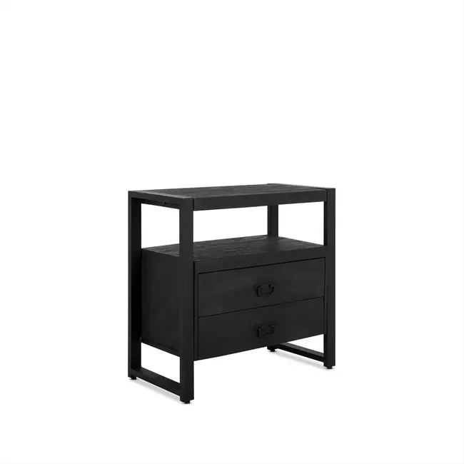 Benoa Ladekast Zwart Mango industrieel met open vak