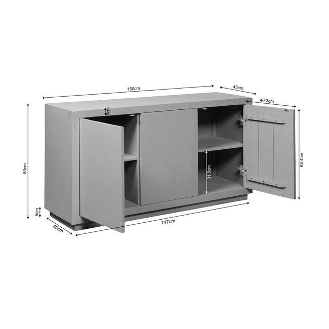 Starfurn Dressoir Brussel Brown 150 cm | Mangohout met Push-to-Open – Starfurn