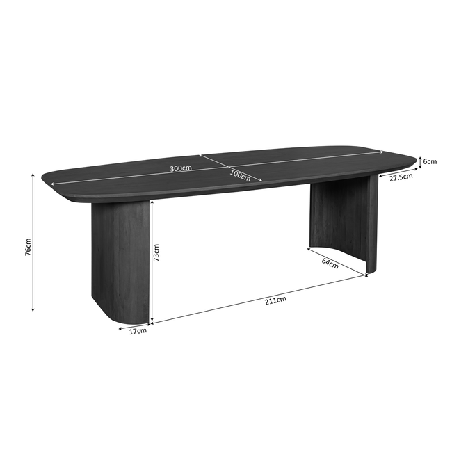 Starfurn Eettafel Maré Brown 300 cm | Massief Mangohout – Starfurn