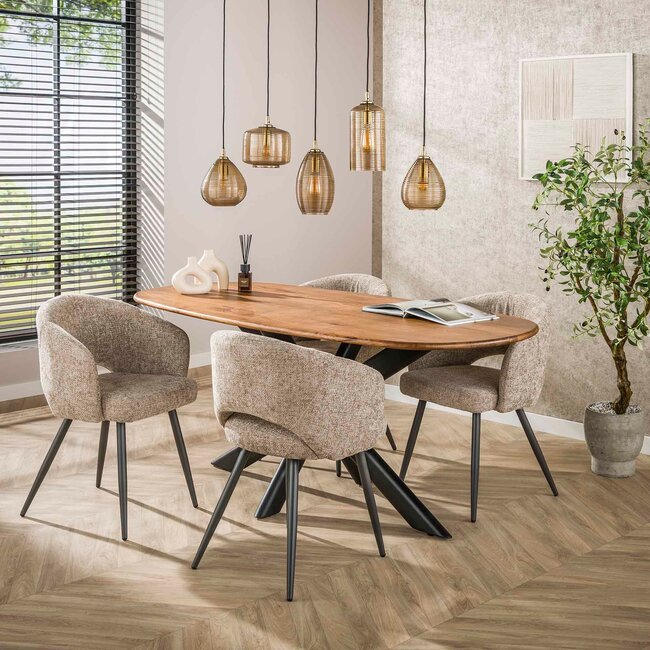 WoonStijl Hanglamp 5L Stripe glas horizontaal