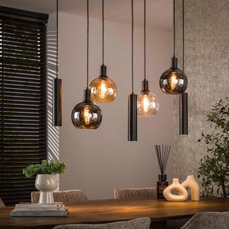 WoonStijl Hanglamp 4+3L Sfera tricolore Artic Zwart