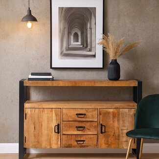 Benoa Dressoir industrial 2 deurs mango met 3 lades