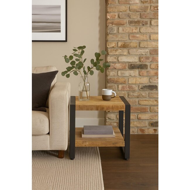 Benoa Bijzettafel industrieel Bas mango met staal