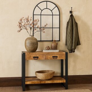 Benoa Sidetable mango met 2 lades en onderblad 120 cm