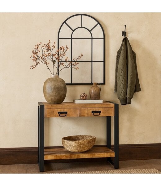 Benoa Sidetable mango met 2 lades en onderblad 120 cm