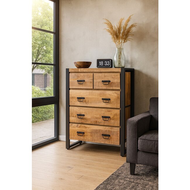 Benoa Ladekast Industrial Mango met 5 lades