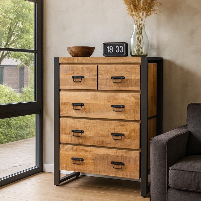 Benoa Ladekast Industrial Mango met 5 lades