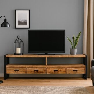 Benoa TV meubel Industrial Mango met 4 lades - 220 cm