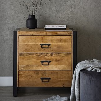 Benoa Ladekast Industrial mango met 3 lades