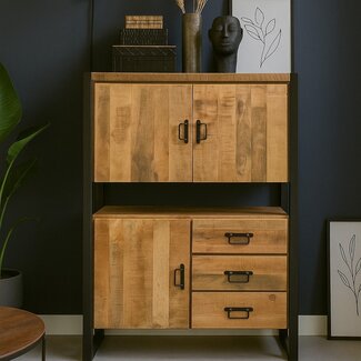 Benoa Kast Industrial Mango - 3 deuren 3 lades