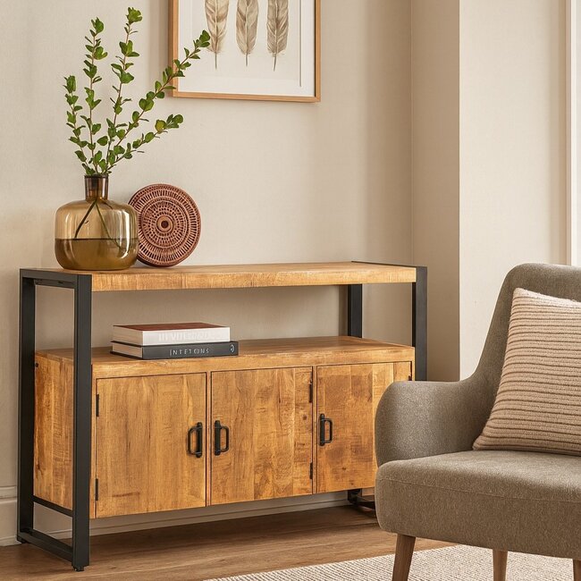 Benoa Dressoir industrial 3 deurs mango