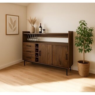 MySons Barkast Vrystaat  2 schuifdeuren en 3 lades Mango Brown Walnut