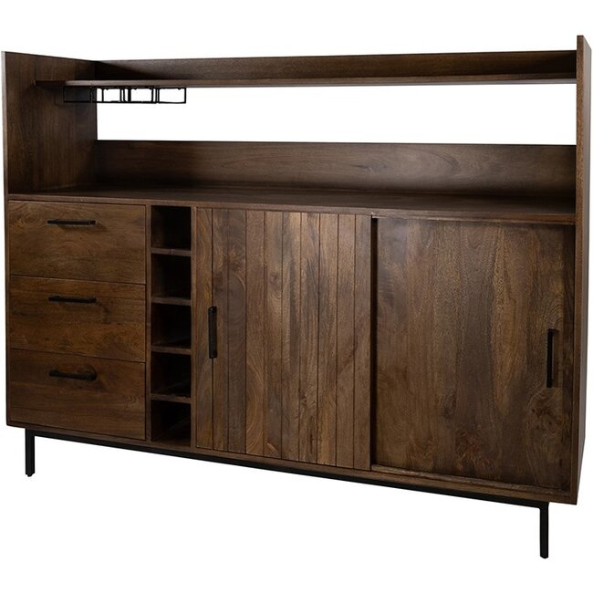 MySons Barkast Vrystaat  2 schuifdeuren en 3 lades Mango Brown Walnut